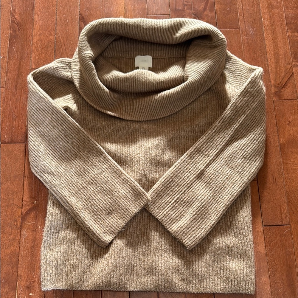 H&M Tan Cowl Neck Sweater with Relaxed Fit